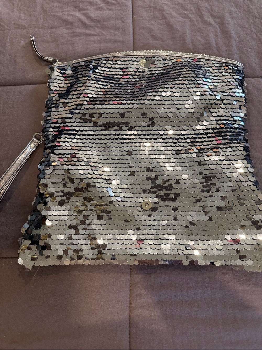 Silver Sequin Wristlet Clutch - Women Bags